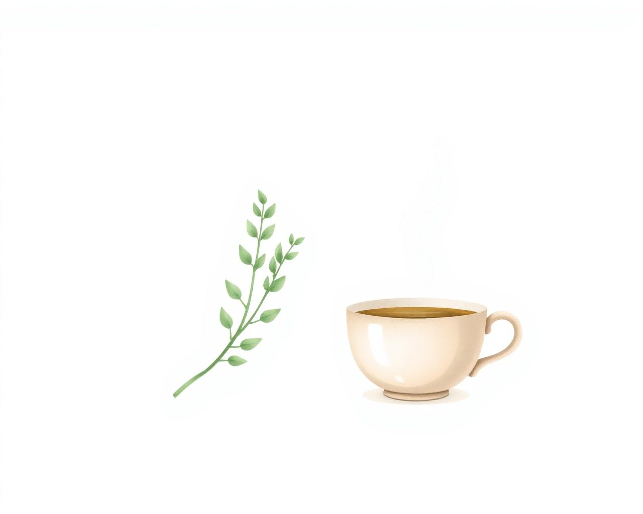 Sage sprig beside a warm cup of tea